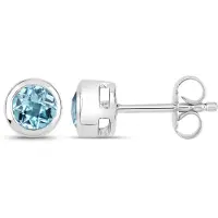 Vira Jewels Ohrstecker 925-Sterling Silber rhodiniert Glänzend Topas blau rund