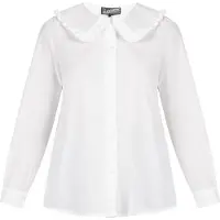 Dreimaster Bluse Damen Wollweiß