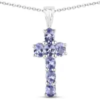 Vira Jewels Anhänger mit Kette 925-Sterling Silber rhodiniert Glänzend Tansanit violett