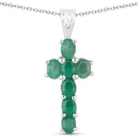 Vira Jewels Anhänger mit Kette 925-Sterling Silber rhodiniert Glänzend Smaragd grün