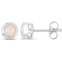 Vira Jewels Ohrstecker 925-Sterling Silber rhodiniert glänzend Opal weiß rund