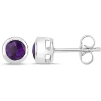 Vira Jewels Ohrstecker 925-Sterling Silber rhodiniert glänzend Amethyst violett rund