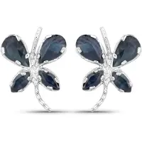 Vira Jewels Ohrringe Silber 925 rhodiniert Schmetterling-Motiv mit echten Saphir-Steinen