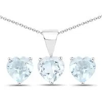 Vira Jewels Schmuck-Set Silber 925 rhodiniert Ohrringe und Halskette mit Blautopas (beh.) Herz-Form