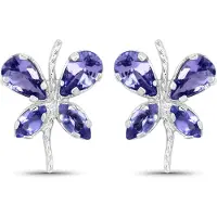 Vira Jewels Ohrringe Silber 925 rhodiniert Schmetterling-Motiv mit echtem Tansanit