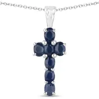 Vira Jewels Anhänger mit Kette 925-Sterling Silber rhodiniert Glänzend Saphir Blau