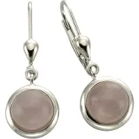 Zeeme Gemstones Ohrringe Silber 925 mit echtem Rosenquarz 8mm