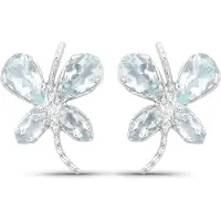 Vira Jewels Ohrringe Silber 925 rhodiniert Schmetterling-Motiv mit echtem Aquamarin