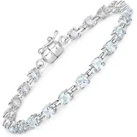 Vira Jewels Armband 925-Sterling Silber rhodiniert Blautopas rund