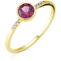 Orolino Ring Gold 585 mit 6x Brillant zus. 0,025ct. und Rhodolith