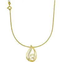 Orolino Halskette Gold 585 mit weißer Perle 9,5-10mm und 10 Brillanten zus. 0,04ct.