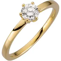 Orolino Fingerring "Gold 750 mit natürlichem Brillant 0,50 ct." Gr. 60, gelb, Fingerringe, Damen, 060 (19,1), 0,5 P1 = bei 10-facher Vergrößerung erkennbare Einschlüsse, Gold, Fingerring
