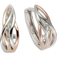 Zeeme Silber Ohrringe Silber 925 zweifarbig 6x Zirkonia weiß