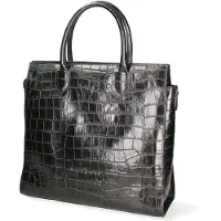 John Richmond Damenhandtasche, leer, Krokodilmuster, schwarz, mit abnehmbarer Schulterriem, Marke: