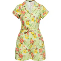 Queen Kerosin Damen Blusen Jumpsuit Hibiscus Mint mint