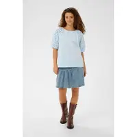 Saint tropez Kurzarmbluse SAINT TROPEZ "Damen Kurzarm-Bluse PalaSZ", Damen, Gr. L, blau (skyway), Obermaterial: 100% Baumwolle CO., Blusen Kurzarmbluse