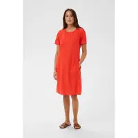 Kaffe Midikleid "Damen Kleid KAmilia", Damen, Gr. 44, N-Gr, rot (poppy rot), Obermaterial: 70% Viskose CV. 30% Leinen LI., Kleider Midikleid