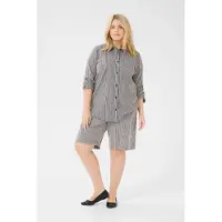 KAFFE CURVE Langarm - Hemd Loose fit Midnight/White Stripe blue white