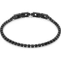Zeeme Stainless Steel Armband Edelstahl/PVD schwarz Kristalle schwarz