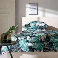 Apelt Mako-Satin Bettwäsche Eden grün anthrazit 160x210 cm + 65x100 cm - grün;blau;grau