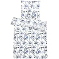 Apelt Mako-Satin Bettwäsche Lilia delfter blau 160x210 cm + 65x100 cm - blau;grau