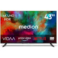 Medion 108 cm (43 Zoll) Ultra HD Fernseher (Smart-TV, HDR10, VIDAA Store, HBO Max, MagentaTV, Prime Video, Disney+, DAZN, Paramount+, HbbTV, PVR, Bluetooth, MD 843201)