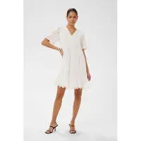 Kaffe Midikleid "Damen Kleid KAmolly", Damen, Gr. 40, N-Gr, weiß (chalk), Obermaterial: 100% Baumwolle CO., Kleider Midikleid