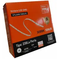 SOLOLED Professioneller 50-Meter-LED-Streifen für den Innenbereich - Warmweiß (3000 K), 24 V, 2640 lm/m, Schutzart IP20 - 2,95 cm Schnittlänge