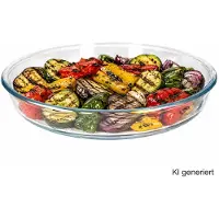 MamboCat Borcam Brat- & Backform Ø 32 cm rund flach mit Grillrillen Glas Auflaufform