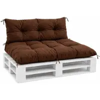VBChome Palettenkissen 120x80 120x40 cm für Europaletten Möbel Palettenauflage Garten Balkon 12 Farben mit Schaumstoffflocken Füllung Braun 2-TLG Set