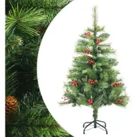 Syfax Künstlicher Weihnachtsbaum Klappbar mit Zapfen & Beeren 150 cm