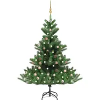 Prolenta Maison Exclusive - Künstlicher Weihnachtsbaum Nordmann LED & Kugeln Grün 180 cm