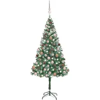 Prolenta Maison Exclusive - Künstlicher Weihnachtsbaum mit Beleuchtung Kugeln Zapfen 180 cm