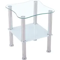 OEM Glas-Salontisch mit Sicherheitsglas und Facettenschleifung - Wohnzimmer-Tisch 40 x 40 x 47 cm - abgerundet gesättigt.