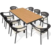 DCB Groupe 8-sitzige Garten-Essgruppe aus Aluminium – Anthrazitgrau