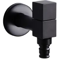 OEM Schwarze Außenarmatur, kupferne quadratische Wandarmatur G1/2 für Waschmaschine, Balkon, Spüle, Badezimmer-Spüle, Außenarmatur, G1/2