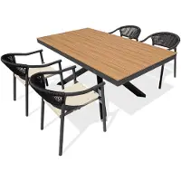 DCB Groupe 4-sitzige Garten-Essgruppe aus Aluminium – Anthrazitgrau