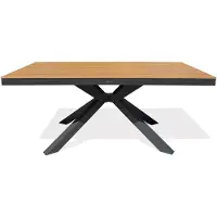 DCB Groupe Gartentisch aus Aluminium mit Tischplatte in Holzoptik – Anthrazitgrau