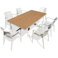 DCB Groupe 6-sitzige Garten-Essgruppe aus Aluminium – Greige