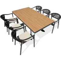 DCB Groupe 6-sitzige Garten-Essgruppe aus Aluminium – Anthrazitgrau