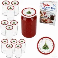 MamboCat 12er Set Sturzglas 720ml Einmachglas Weihnachtstraum Deckel Rezept-Heft