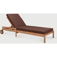 Ethnicraft Jack Gartenliege verstellbar mit Stoffauflage Teak 216x84 cm