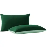 Wometo Kissenbezug im Doppelpack & Wende-Design ca. 40x80 cm – dunkelgrün & grün – fI klassischer Hotelverschluss I 2-farbige Optik I OEKO-TEX