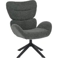 Mendler Loungestuhl MCW-Q53, Sessel Loungesessel Esszimmerstuhl, drehbar Metall Chenille (420g/m²) dunkelgrün