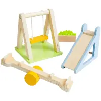 Bigjigs Holz Puppenhaus Gartenset -Outdoor Spielzeug für Kinder