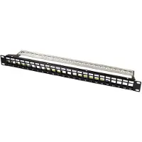 Logilink Keystone Panel 1U, 24 Ports, shielded, with label fields, black