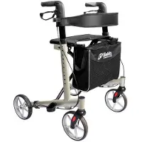 Mobilex Panther 2 Rollator, Aluminium Leichtgewicht, nur 6.8kg, faltbar, Rückengurt, Stockhalter, Tasche, Fb. champagne, bis 150kg (neue Serie)