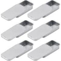 OEM 6 kleine Metalldosen mit Schiebedeckel, 50x25x10 mm, silberfarben lackiert - Rechteckige Metallklammern für die Pflege von Süßigkeiten, Geschenken, Schmuck, Kosmetika, Pillen und Bastelmaterialien.