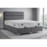AEA Bett mit Matratze Moderner Stil Stoffbezug Graue Farbe Bett mit Stauraum