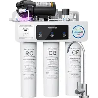 Waterdrop T3-C Umkehrosmoseanlage, NSF/ANSI 372-, 8-stufiger RO-Wasserfilter, 450 GPD Tankloses Wasserfiltersystem, 2:1 Rein zum Abfluss